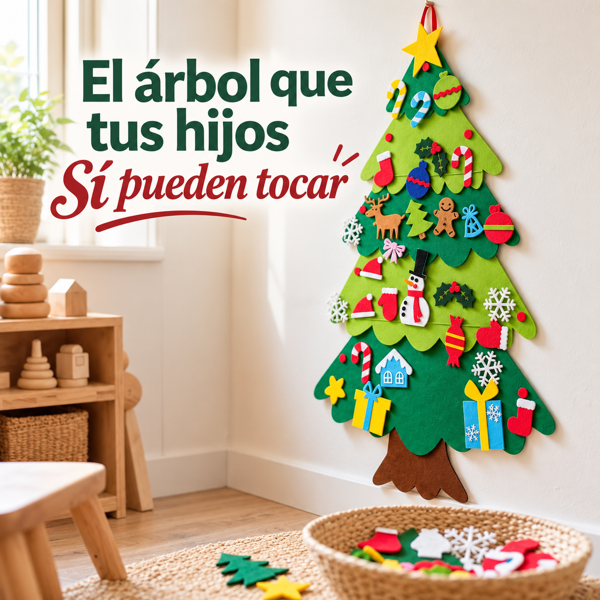 Árbol Navideño Montessori de Fieltro